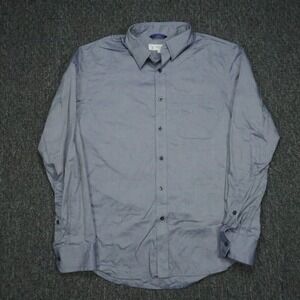Teddy Stratford Shirt Mens Medium 2 Blue‎ Zip Fit Long Sleeve Oxford